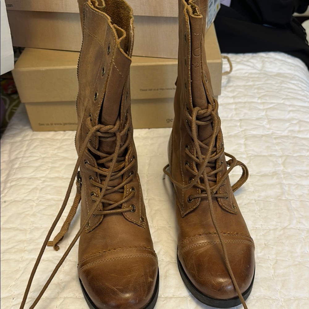 Aldo Brown Lace-Up Leather Boots